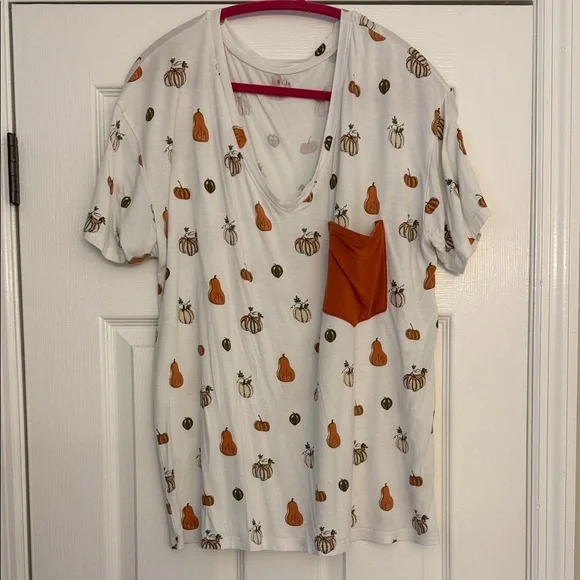 Kyte BABY Pumpkin Print Tee with Orange Pocket - Picture 1 of 2